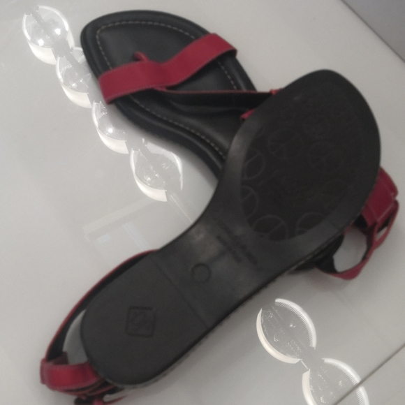 Donald J Pliner Red Leather Sandals, sz 7 - Picture 4 of 8